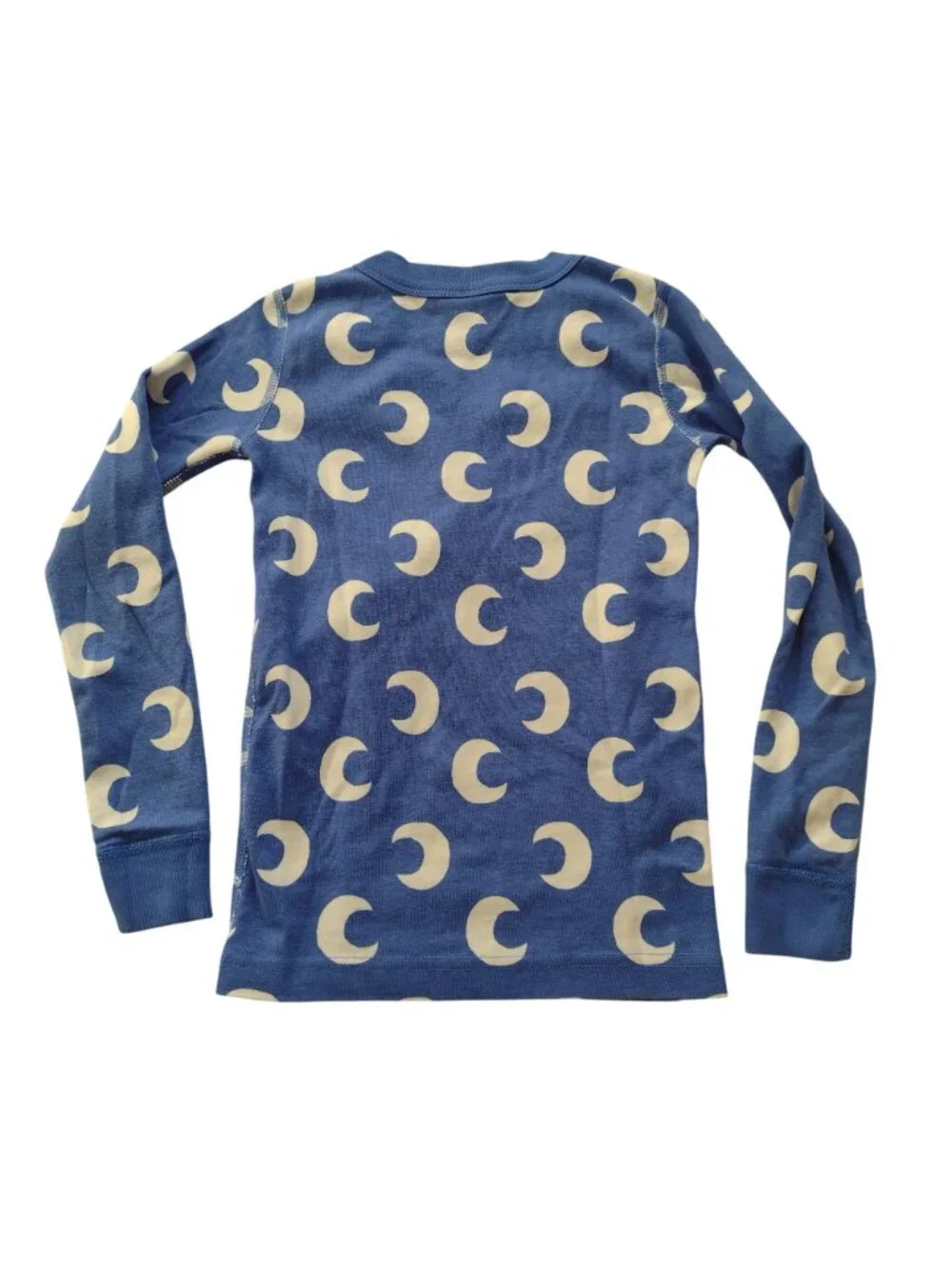 Hanna Andersson Kids Pajamas 6-7 Blue Moon Print Organic Cotton Long John PJs